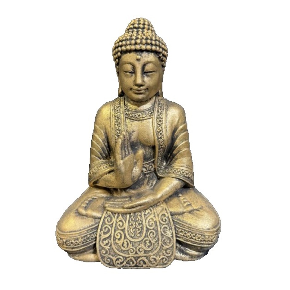Urban Trends Buddha Statue 10" Stone Serenity Figure • Zen Home Decor Gold